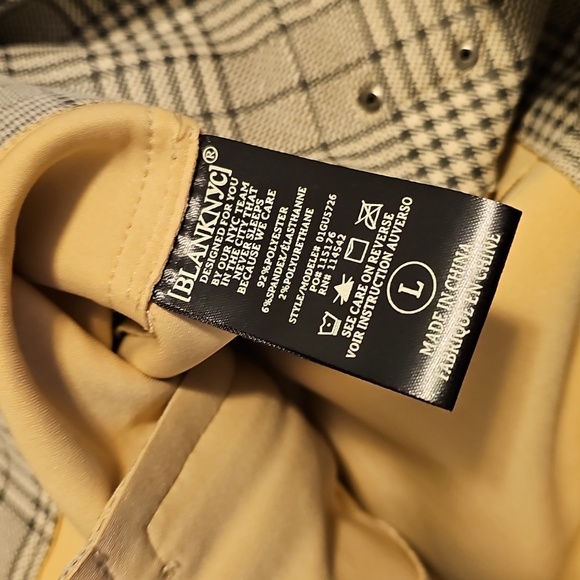 Blank NYC Glen Neutral Plaid Moto Jacket Size Large - Picture 9 of 10